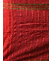  Traditional Bengali Begampuri Handloom Cotton Saree With Blouse Piece (Red Green)