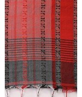 Traditional Bengali Begampuri Handloom Cotton Saree With Blouse Piece(Gray red)