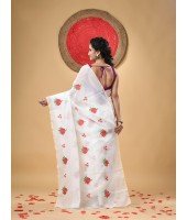 Blend Red Rose Woven Designer Saree with Blouse Piece (Yellow Pallu)