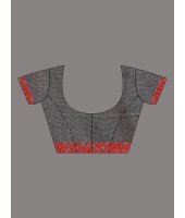  Flower Design Bengamuri Pure Handloom Cotton Saree With Blouse Piece (Gray  Red)