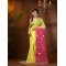  Resham Dhakai Jamdani Cotton Handloom Saree Aam Kolka Design Jamdani Saree(Yellow Pink)