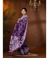  Resham Dhakai Jamdani Cotton Handloom Saree Alpana Paisle Kolka Design Jamdani Saree (Jam)