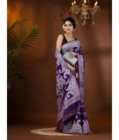  Resham Dhakai Jamdani Cotton Handloom Saree Alpana Paisle Kolka Design Jamdani Saree (Jam)