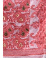 Resham Dhakai Jamdani Cotton Handloom Saree Alpana Paisle Kolka Design Jamdani Saree (White)