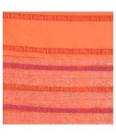 dB DESH BIDESH Women`s Traditional Bengali Begampuri Pure Handloom Cotton Saree With Blouse Piece (Pesta green Orange)