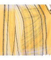 dB DESH BIDESH Women`s Traditional Bengali Begampuri Pure Handloom Cotton Saree With Blouse Piece (White Yellow)