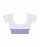  Pure Cotton Handloom Traditional Khadi Bengali Tant Saree Very Soft Cotton Materials Star Design With Blouse Piece (Blue White)   