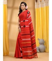 Khesh Pure Cotton Handloom Saree Diamond Designed With Blouse Piece(Red)
