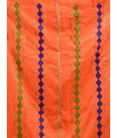  Women`s Bengali Khesh Pure Cotton Handloom Saree Diamond Designed With Blouse Piece(Orange)