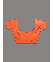  Women`s Bengali Khesh Pure Cotton Handloom Saree Diamond Designed With Blouse Piece(Orange)