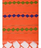  Women`s Bengali Khesh Pure Cotton Handloom Saree Diamond Designed With Blouse Piece(Orange)