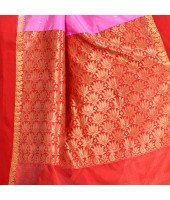 dB DESH BIDESH Women`s Bengal Kanchipuram Art Silk Saree Handmade Whole Body Garad Design With Running Blouse Magenta