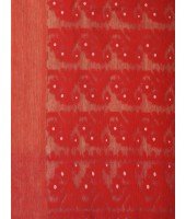 Resham Dhakai Jamdani Cotton Handloom Saree Hajar Buti Design Jamdani Saree(Cream Red)