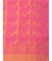  Resham Dhakai Jamdani Cotton Handloom Saree Hajar Buti Design Jamdani Saree (Yellow Pink)