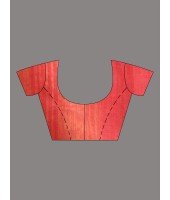 Handloom Tant Pure Cotton Saree Temple Par Desigined With Blouse Piece (Red Yellow)