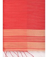 Handloom Tant Pure Cotton Saree Temple Par Desigined With Blouse Piece (Cream red)