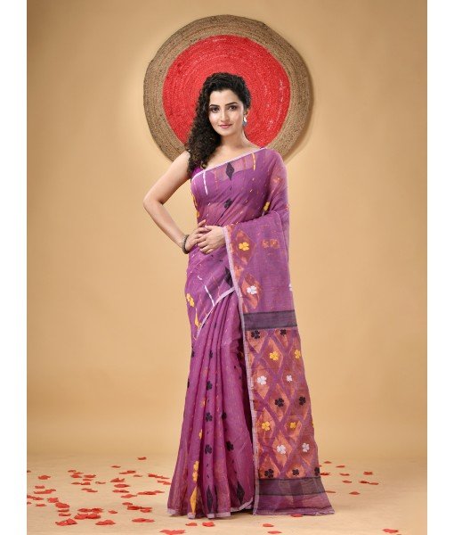 Resham Dhakai Jamdani Cotton Handloom Saree Kohinoor Design Jamdani Saree(jam)