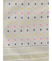 DESH BIDESH Women`s Hirokduti Resham Dhakai jamdani Bengal Pure Cotton Handloom Saree Whole Body Design without Blouse Piece (Off White)