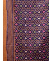  Hirokduti Resham Dhakai jamdani Bengal Pure Cotton Handloom Saree Whole Body Design without Blouse Piece(Orange Blue)
