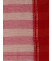 Traditional Bengal Tant Pure Handloom Cotton Saree Kantha Stitch Woven Without Blouse Piece 9white Red)