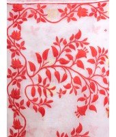  Kaveri Flower Design Dhakai jamdani Bengal Pure Cotton Handloom Saree Whole Body Design (Red White)