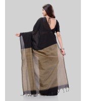DESH BIDESH Women`s Khadi Cotton Handloom RupSagar Design Saree Without Blouse Piece(Black)