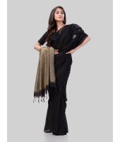 DESH BIDESH Women`s Khadi Cotton Handloom RupSagar Design Saree Without Blouse Piece(Black)