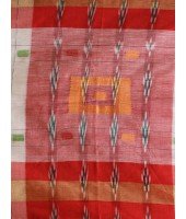  Bengal Handloom Pure Cotton Saree Kotki Design With Blouse Piece (White Red)
