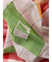  Bengal Handloom Pure Cotton Saree Kotki Design With Blouse Piece (White Red)