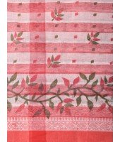 Madhabilata Print Design Pure Handloom Cotton Saree Without Blouse Piece(Red)