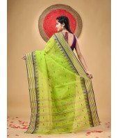  Handloom Cotton Saree Mina Pyramid Woven Designer Without Blouse Piece (Green)