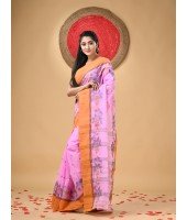 Cotton Saree Padmakshi Woven Designer Without Blouse Piece (Pink)