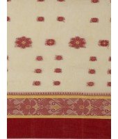 Bengal Phulkoli Woven Design Pure Handloom Cotton Saree Without Blouse Piece (Cream red)