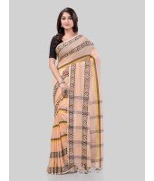 DESH BIDESH Women` Pure Handloom Cotton Saree Pushpapatra Design With Blouse Piece (Cream)