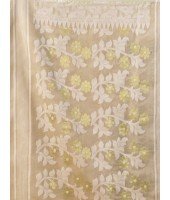 Rangabati Resham Dhakai Jamdani Pure Cotton Handloom Saree without Blouse Piece (Off White)