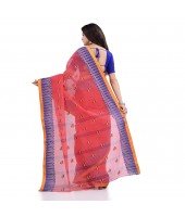 Women`s Traditional Pure Cotton Handloom Saree Woven Tilak Designer Without Blouse Piece(Light Red)