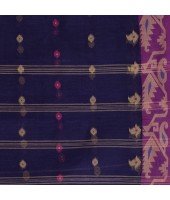 Women`s Traditional Pure Handloom Cotton Saree MinaKarat Woven Designer Without Blouse Piece (Dark Blue Purple)