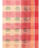 Tree Print Design Pure Handloom Cotton Saree Without Blouse Piece (Red)