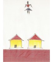 Handloom Pure Cotton Saree Tribal Hand Made Art Design With Blouse Piece (Red White)