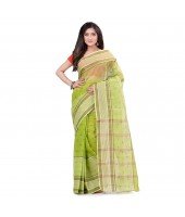 dB DESH BIDESH Women`s Bengal Tant Devdas Design Pure Handloom Cotton Saree Without Blouse Piece Green