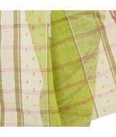 dB DESH BIDESH Women`s Bengal Tant Devdas Design Pure Handloom Cotton Saree Without Blouse Piece Green