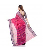 dB DESH BIDESH Women`s Bengal Tant Potrobinnas Pure Handloom Cotton Saree Without Blouse Piece (Pink)
