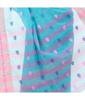 dB DESH BIDESH Women`s Bengal Tant Potrobinnas Pure Handloom Cotton Saree Without Blouse Piece (Blue)