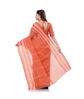 dB DESH BIDESH Women`s Bengali Tant Khejur Chori Pure Handloom Cotton Saree Without Blouse Piece (Red)