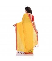 DESH BIDESH Women`s Handloom Pure Cotton Saree Abhiprithi Design Without Blouse Piece(Yellow)