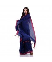 DESH BIDESH Women`s Handloom Pure Cotton Saree Abhiprithi Design Without Blouse Piece( Blue)