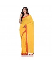 DESH BIDESH Women`s Handloom Pure Cotton Saree Abhiprithi Design Without Blouse Piece(Yellow)
