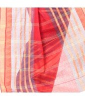 dB DESH BIDESH Women`s Traditional Bengal Tant 3D Temple Design Handloom Pure Cotton Saree Without Blouse Piece Orange Red Blue