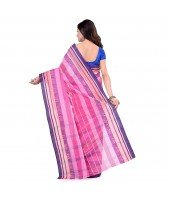 dB DESH BIDESH Women`s Traditional Bengal Tant Pure Handloom Cotton Saree Temple Buti Woven Design Without Blouse Piece Pink