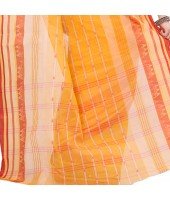 dB DESH BIDESH Women`s Traditional Bengal Tant Pure Handloom Cotton Saree Temple Buti Woven Design Without Blouse Piece Yellow